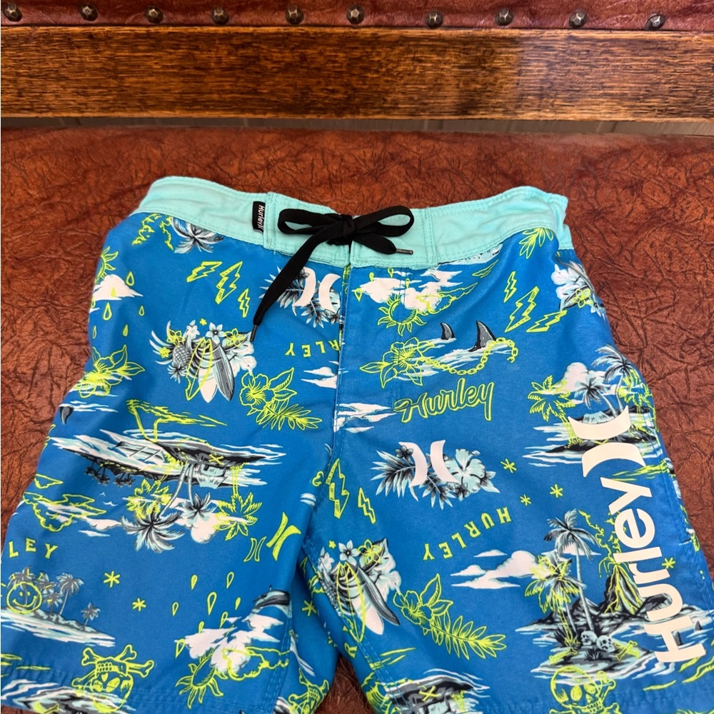 Hurley Blue Tropical Print Swim Shorts | Size 4